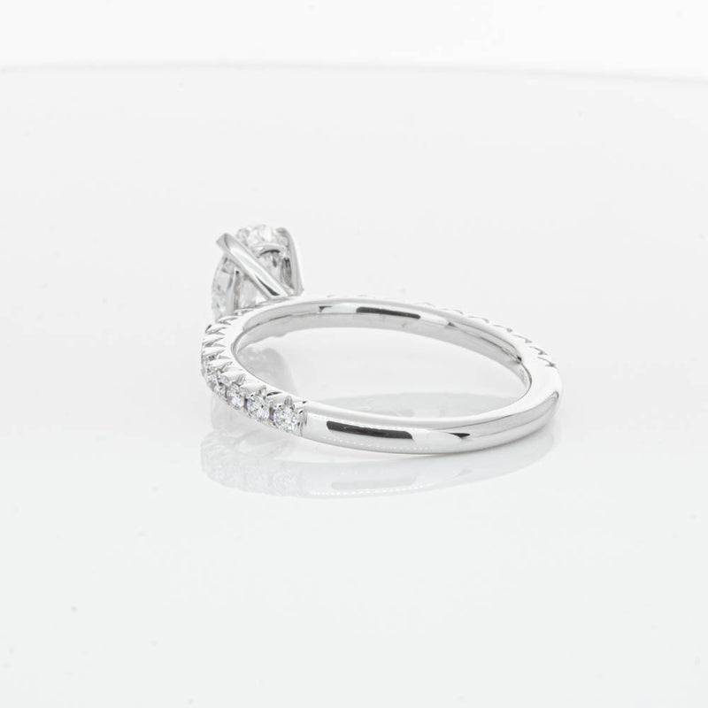 18ct White Gold 1.01ct Oval Cut Diamond Comet Ring-Ring-Walker & Hall