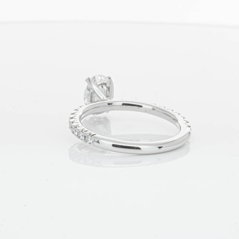 18ct White Gold 1.01ct Oval Cut Diamond Comet Ring-Ring-Walker & Hall