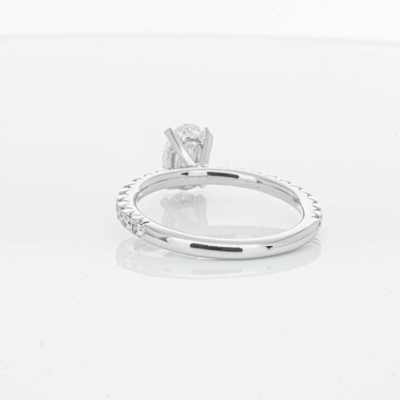 18ct White Gold 1.01ct Oval Cut Diamond Comet Ring-Ring-Walker & Hall