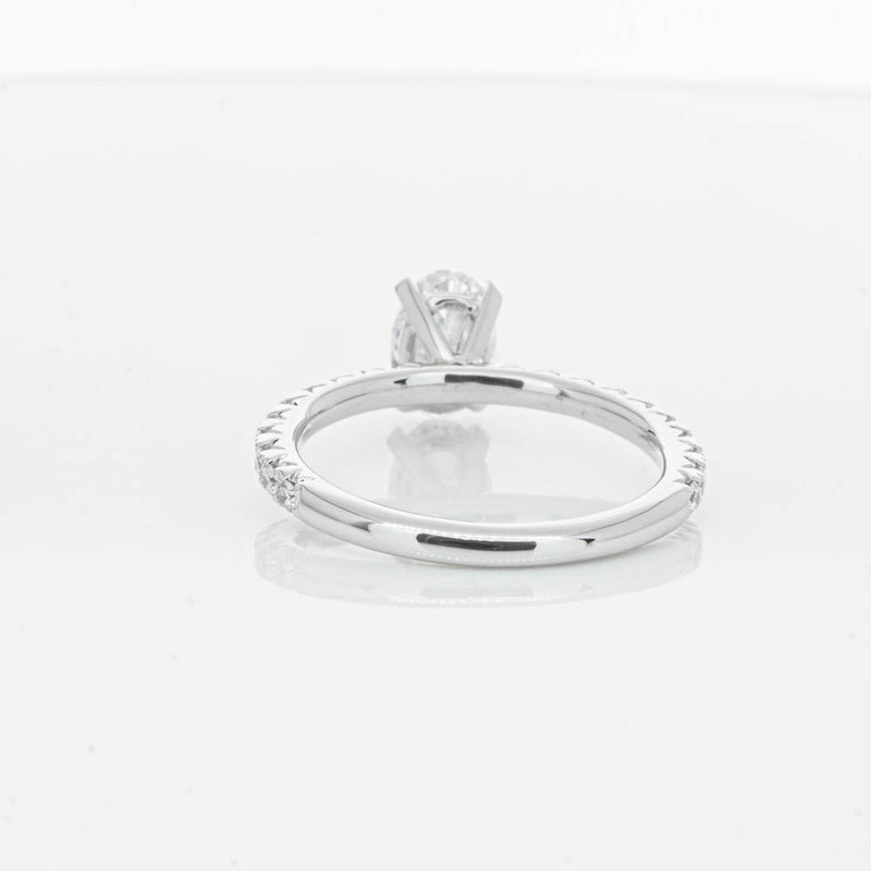 18ct White Gold 1.01ct Oval Cut Diamond Comet Ring-Ring-Walker & Hall