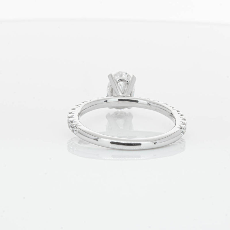 18ct White Gold 1.01ct Oval Cut Diamond Comet Ring-Ring-Walker & Hall