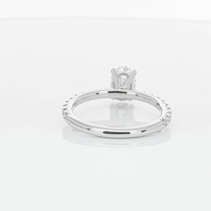 18ct White Gold 1.01ct Oval Cut Diamond Comet Ring-Ring-Walker & Hall