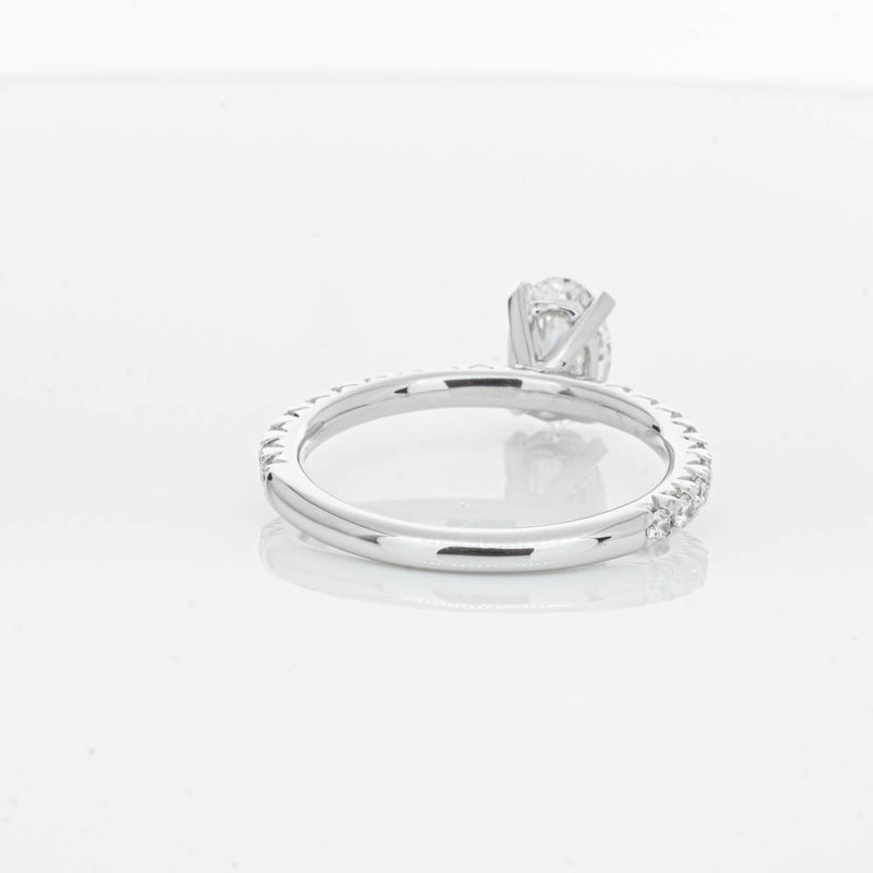 18ct White Gold 1.01ct Oval Cut Diamond Comet Ring-Ring-Walker & Hall