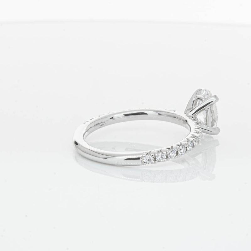 18ct White Gold 1.01ct Oval Cut Diamond Comet Ring-Ring-Walker & Hall