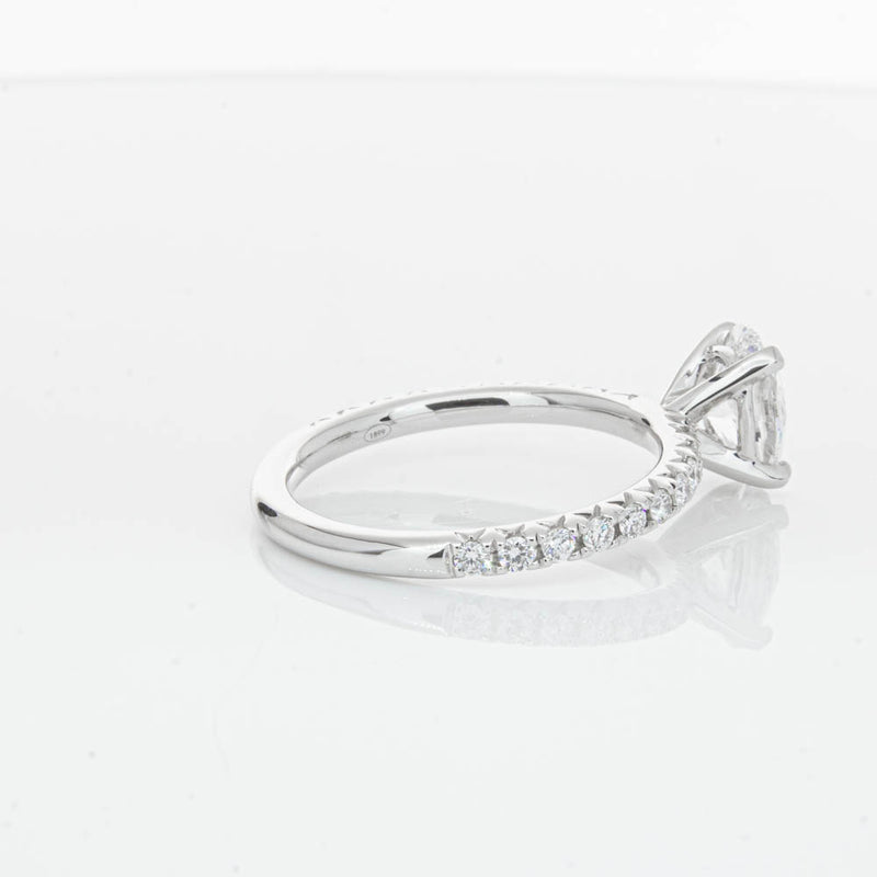 18ct White Gold 1.01ct Oval Cut Diamond Comet Ring-Ring-Walker & Hall