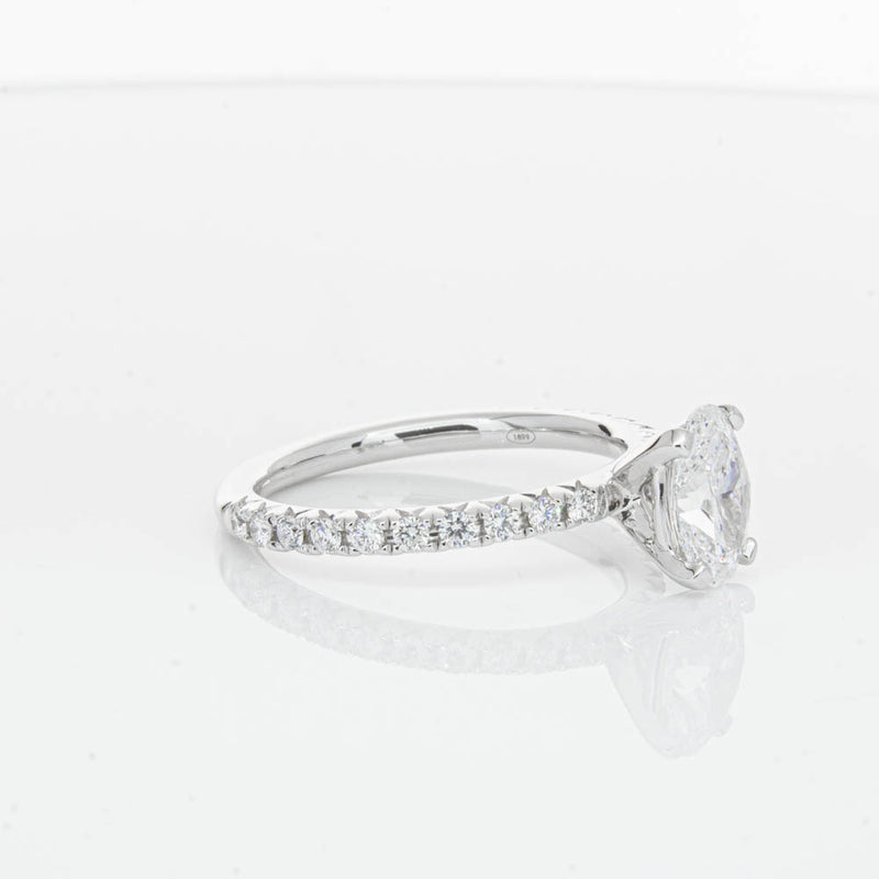 18ct White Gold 1.01ct Oval Cut Diamond Comet Ring-Ring-Walker & Hall