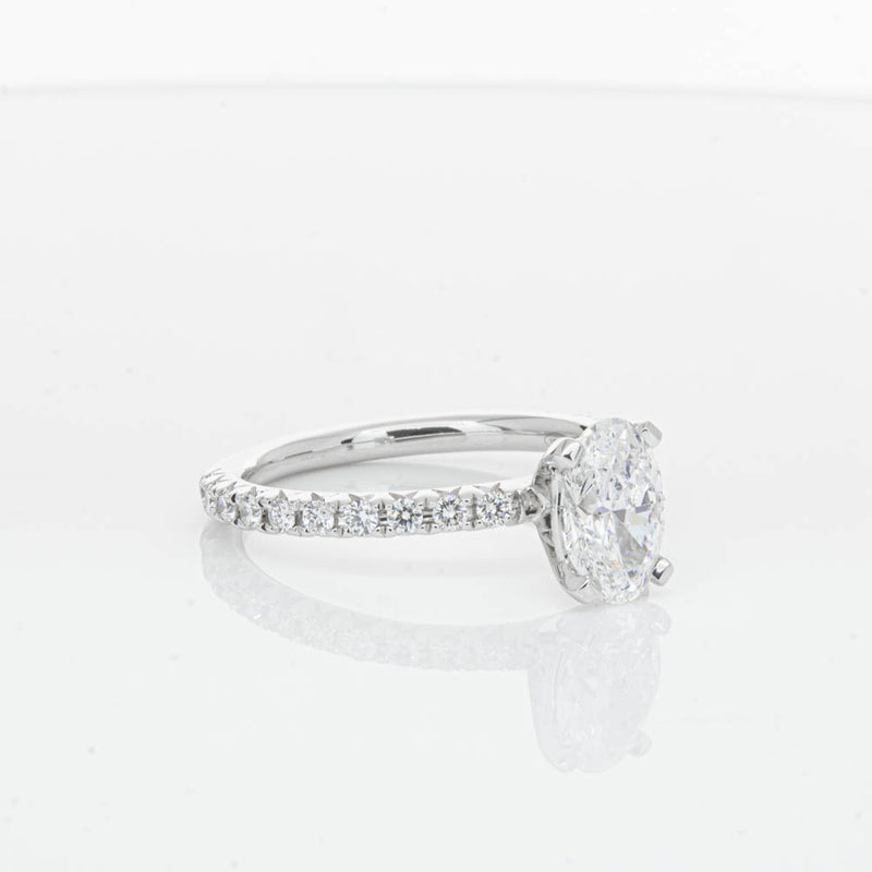 18ct White Gold 1.01ct Oval Cut Diamond Comet Ring-Ring-Walker & Hall