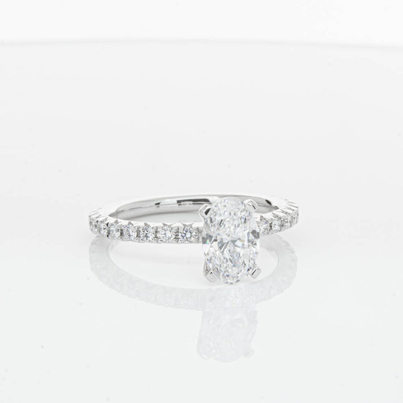 18ct White Gold 1.01ct Oval Cut Diamond Comet Ring-Ring-Walker & Hall