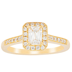 18ct Yellow Gold .50ct Emerald Cut Diamond Aria Ring - Ring - Walker & Hall