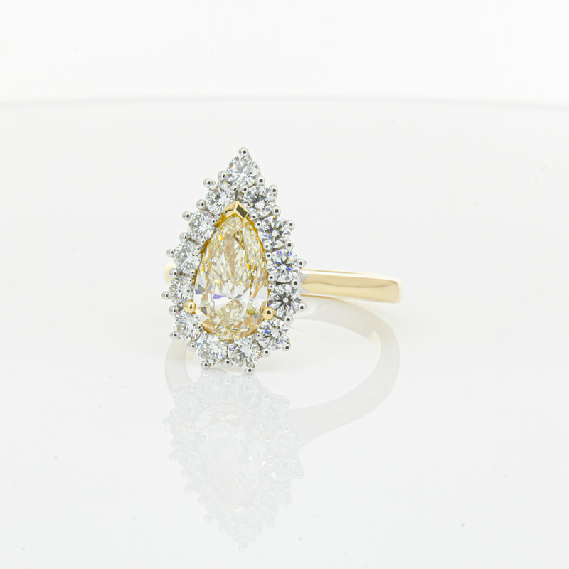 18ct Yellow Gold Pear Cut Yellow Diamond Belle Ring-Ring-Walker & Hall