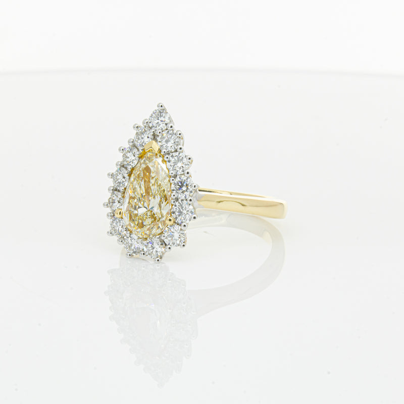 18ct Yellow Gold Pear Cut Yellow Diamond Belle Ring-Ring-Walker & Hall