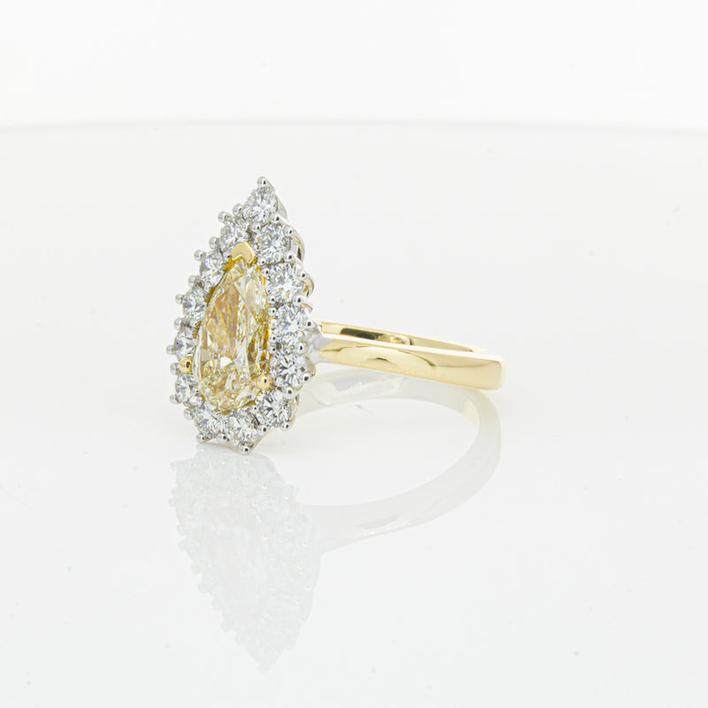 18ct Yellow Gold Pear Cut Yellow Diamond Belle Ring-Ring-Walker & Hall
