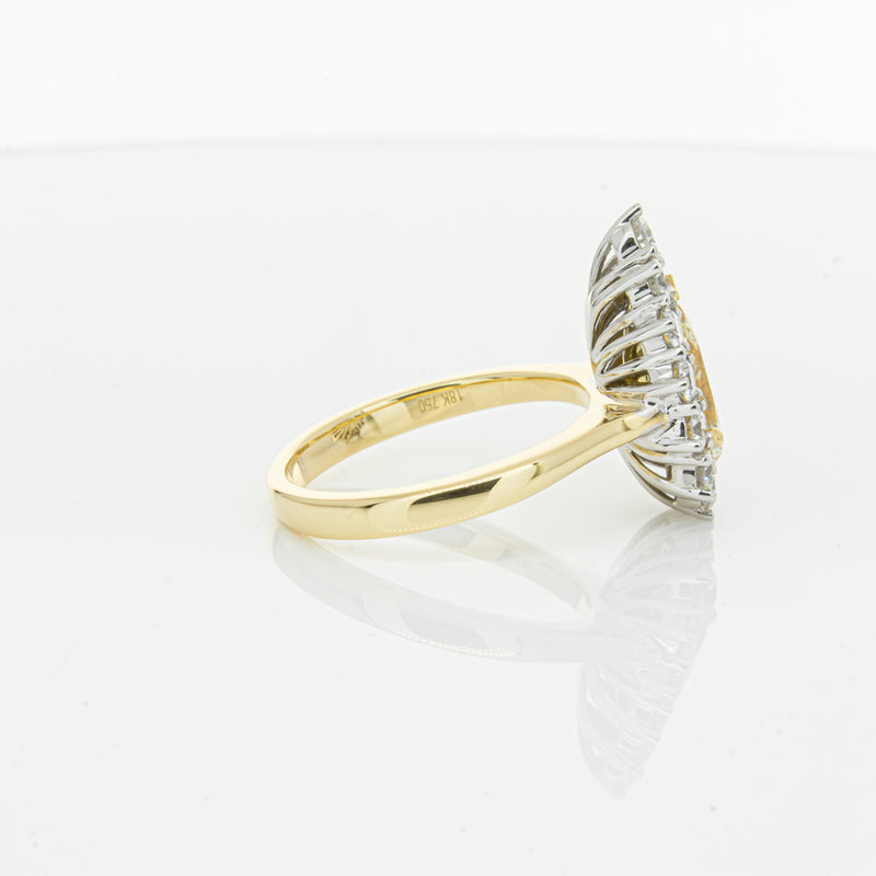 18ct Yellow Gold Pear Cut Yellow Diamond Belle Ring-Ring-Walker & Hall