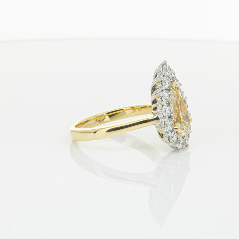 18ct Yellow Gold Pear Cut Yellow Diamond Belle Ring-Ring-Walker & Hall