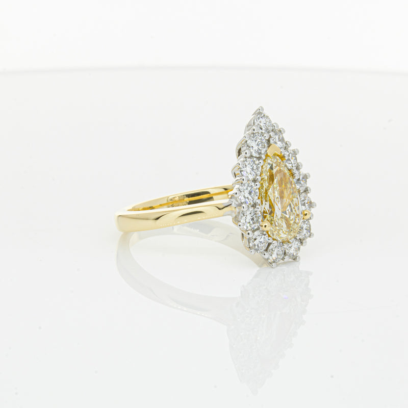 18ct Yellow Gold Pear Cut Yellow Diamond Belle Ring-Ring-Walker & Hall