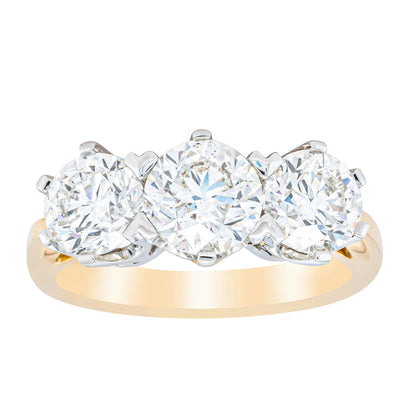 18ct Yellow Gold 3.00ct Diamond Trilogy Ring-Ring-Walker & Hall