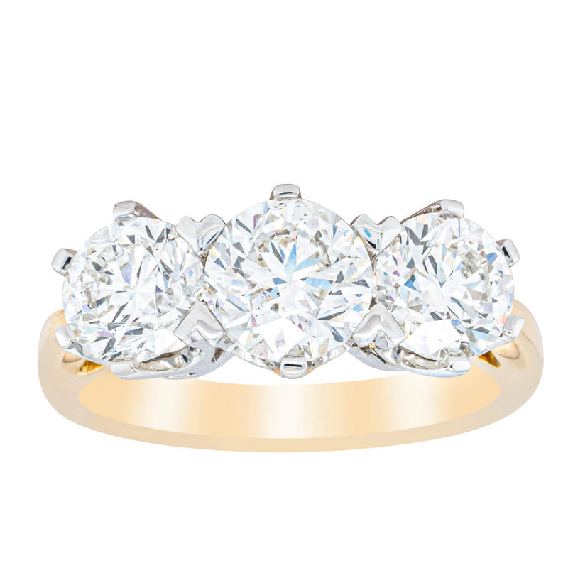 18ct Yellow Gold 3.00ct Diamond Trilogy Ring-Ring-Walker & Hall