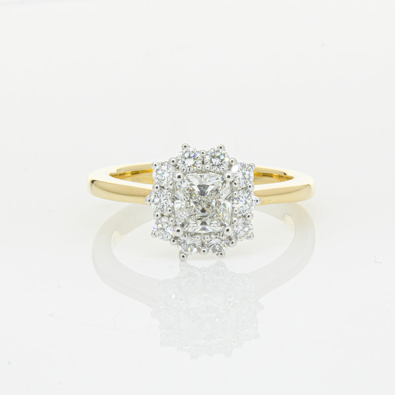 18ct Yellow Gold .72ct Cushion Cut Diamond Belle Ring-Ring-Walker & Hall