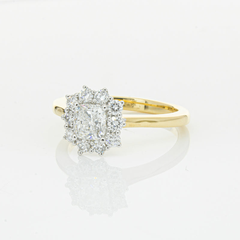 18ct Yellow Gold .72ct Cushion Cut Diamond Belle Ring-Ring-Walker & Hall