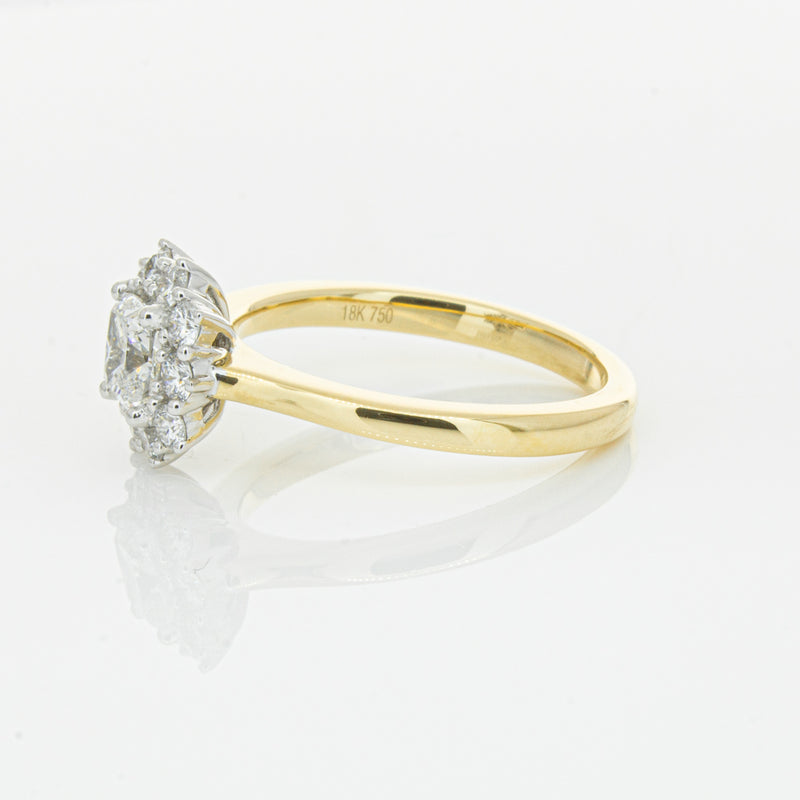 18ct Yellow Gold .72ct Cushion Cut Diamond Belle Ring-Ring-Walker & Hall