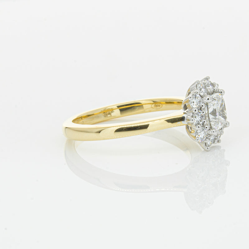 18ct Yellow Gold .72ct Cushion Cut Diamond Belle Ring-Ring-Walker & Hall