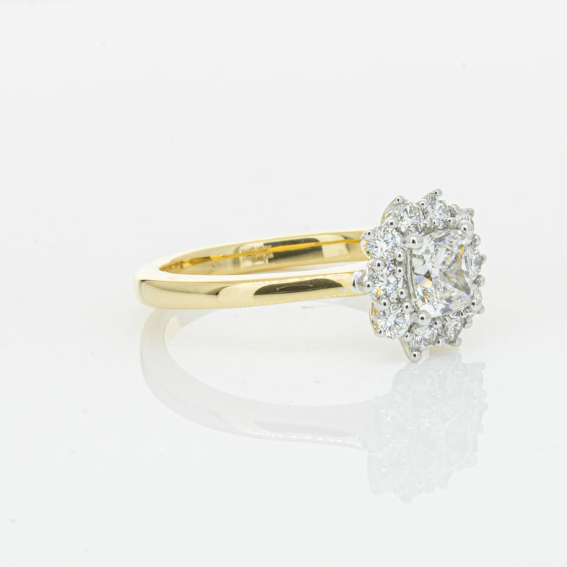 18ct Yellow Gold .72ct Cushion Cut Diamond Belle Ring-Ring-Walker & Hall