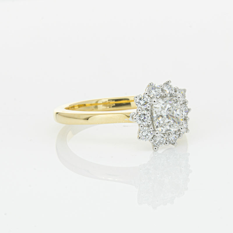 18ct Yellow Gold .72ct Cushion Cut Diamond Belle Ring-Ring-Walker & Hall