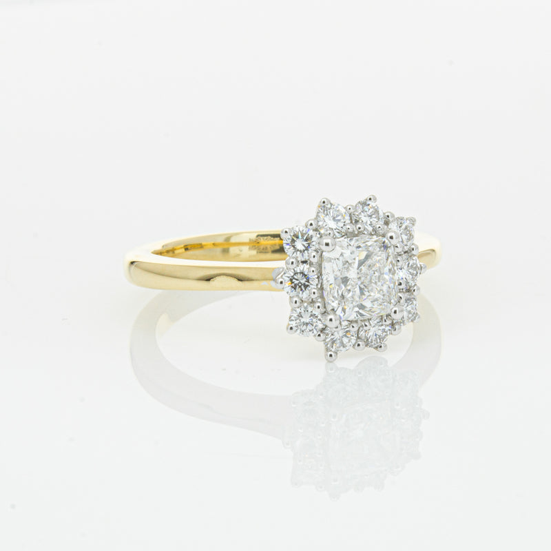 18ct Yellow Gold .72ct Cushion Cut Diamond Belle Ring-Ring-Walker & Hall