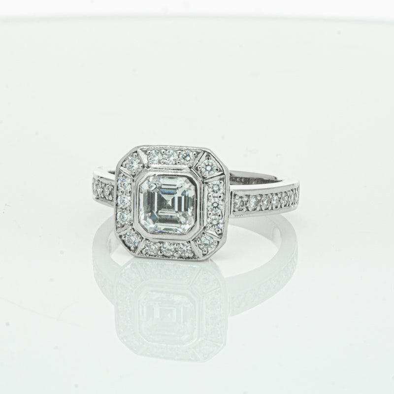 Deja Vu Platinum .70ct Asscher Cut Diamond Ring-Ring-Walker & Hall