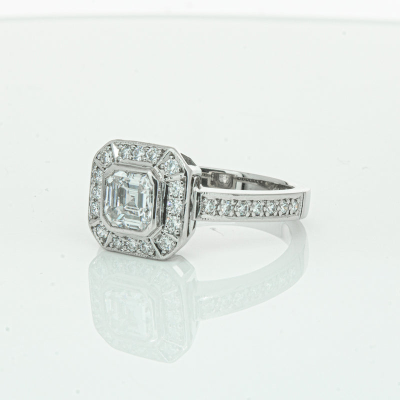 Deja Vu Platinum .70ct Asscher Cut Diamond Ring-Ring-Walker & Hall