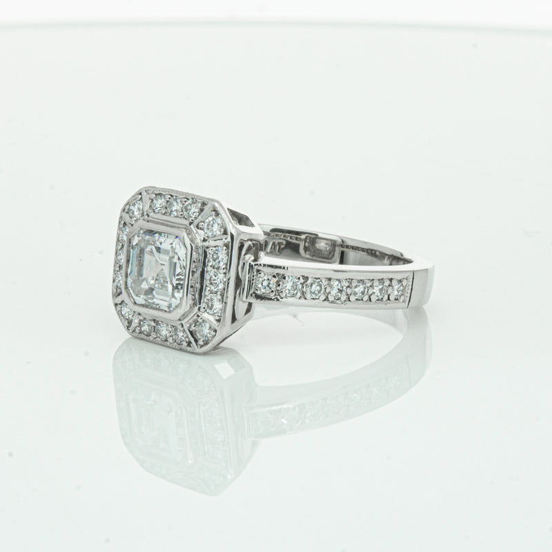 Deja Vu Platinum .70ct Asscher Cut Diamond Ring-Ring-Walker & Hall