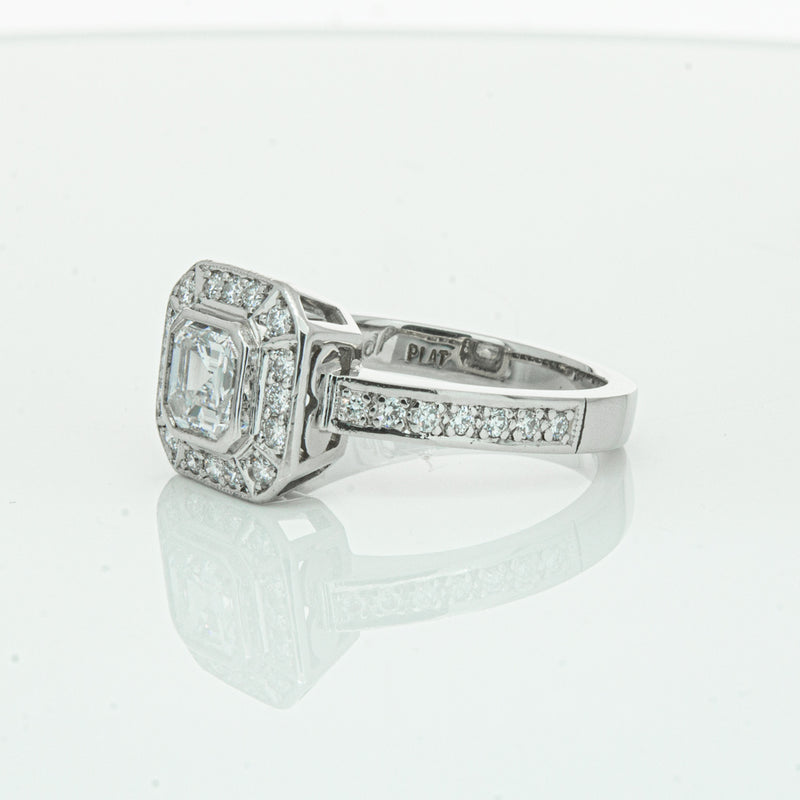 Deja Vu Platinum .70ct Asscher Cut Diamond Ring-Ring-Walker & Hall