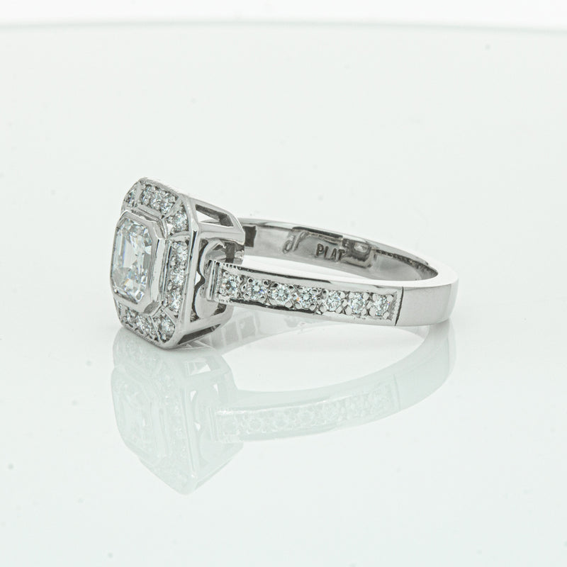 Deja Vu Platinum .70ct Asscher Cut Diamond Ring-Ring-Walker & Hall