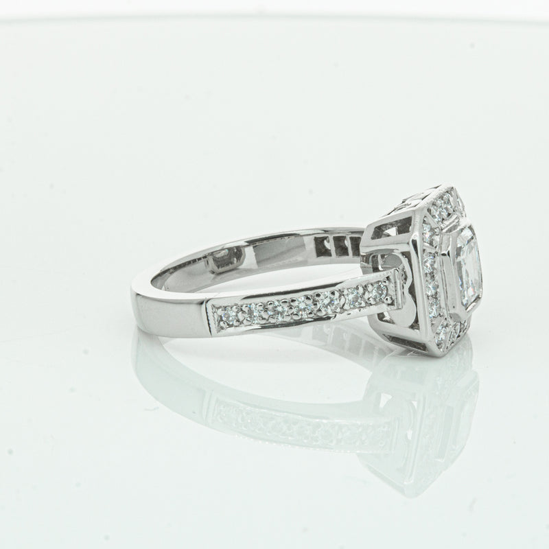 Deja Vu Platinum .70ct Asscher Cut Diamond Ring-Ring-Walker & Hall