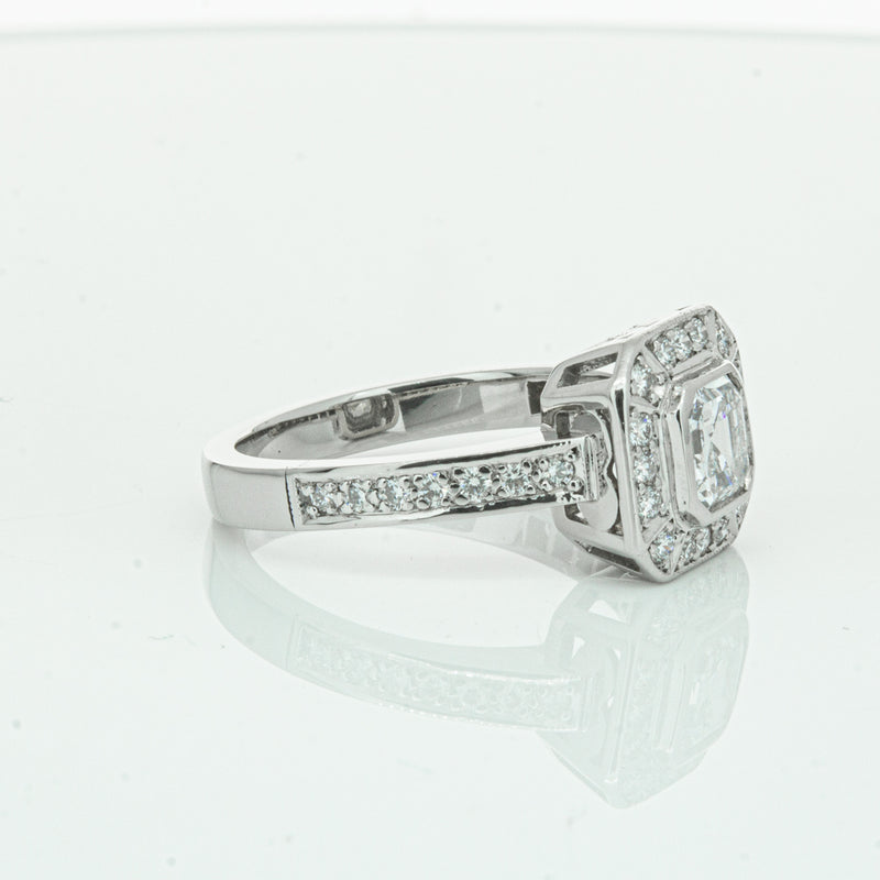 Deja Vu Platinum .70ct Asscher Cut Diamond Ring-Ring-Walker & Hall