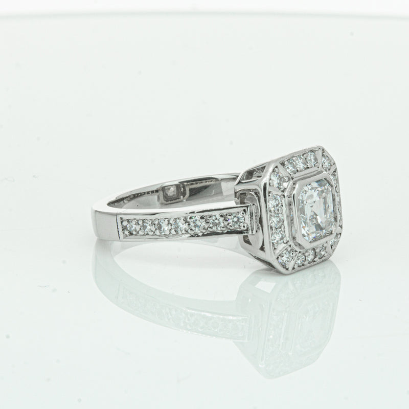 Deja Vu Platinum .70ct Asscher Cut Diamond Ring-Ring-Walker & Hall