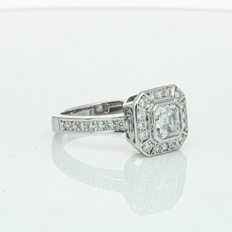 Deja Vu Platinum .70ct Asscher Cut Diamond Ring-Ring-Walker & Hall