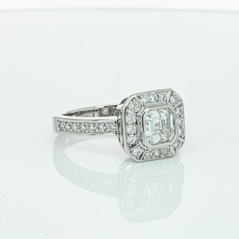 Deja Vu Platinum .70ct Asscher Cut Diamond Ring-Ring-Walker & Hall