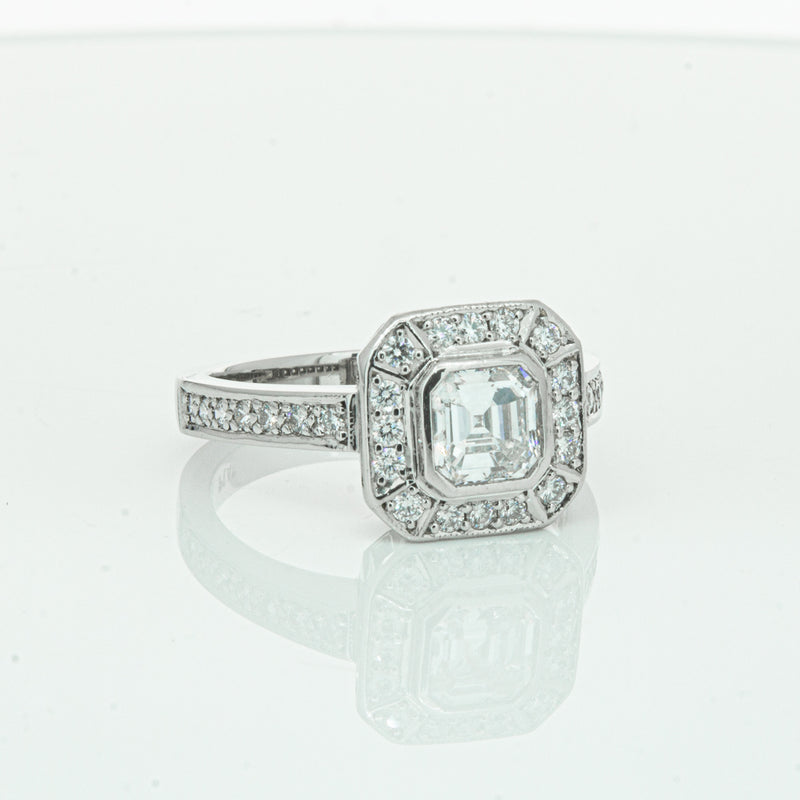 Deja Vu Platinum .70ct Asscher Cut Diamond Ring-Ring-Walker & Hall
