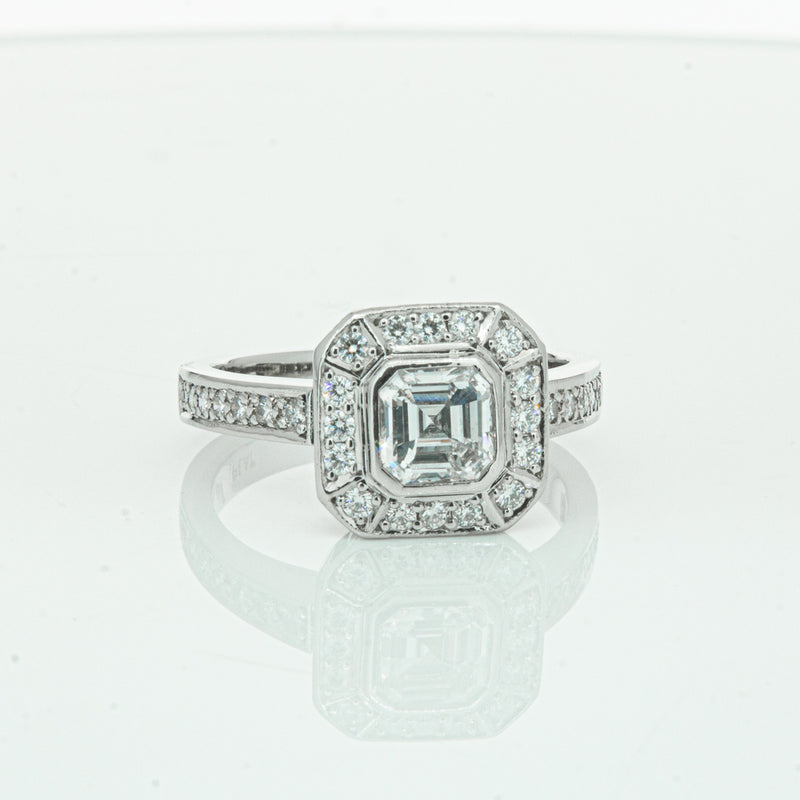 Deja Vu Platinum .70ct Asscher Cut Diamond Ring-Ring-Walker & Hall