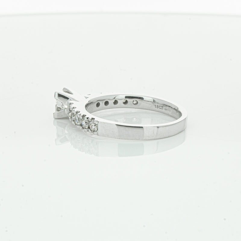 Deja Vu 18ct White Gold .40ct Princess Cut Diamond Ring-Ring-Walker & Hall