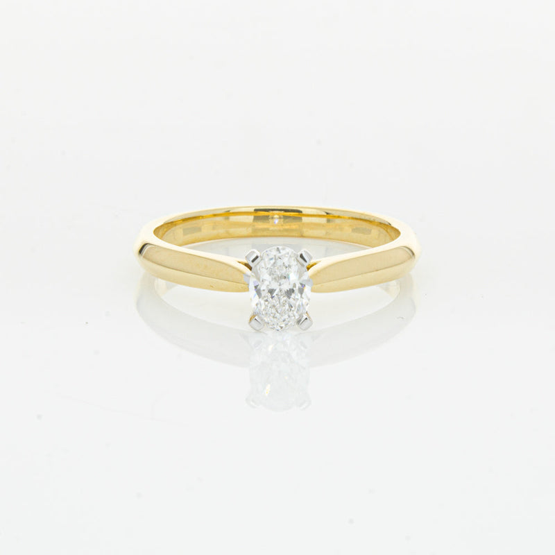 18ct Yellow Gold .40ct Oval Cut Diamond Venetian Ring-Ring-Walker & Hall