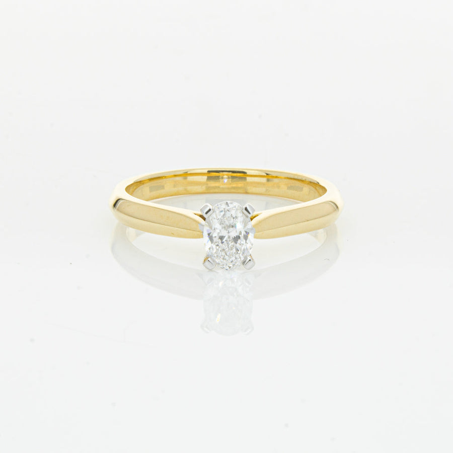 18ct Yellow Gold .40ct Oval Cut Diamond Venetian Ring-Ring-Walker & Hall