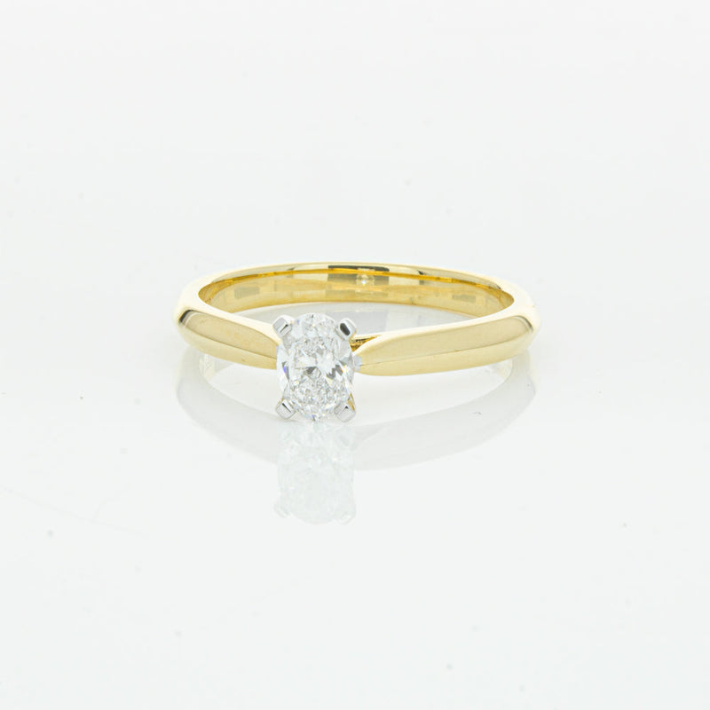 18ct Yellow Gold .40ct Oval Cut Diamond Venetian Ring-Ring-Walker & Hall