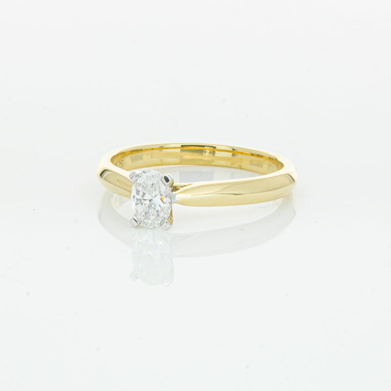 18ct Yellow Gold .40ct Oval Cut Diamond Venetian Ring-Ring-Walker & Hall