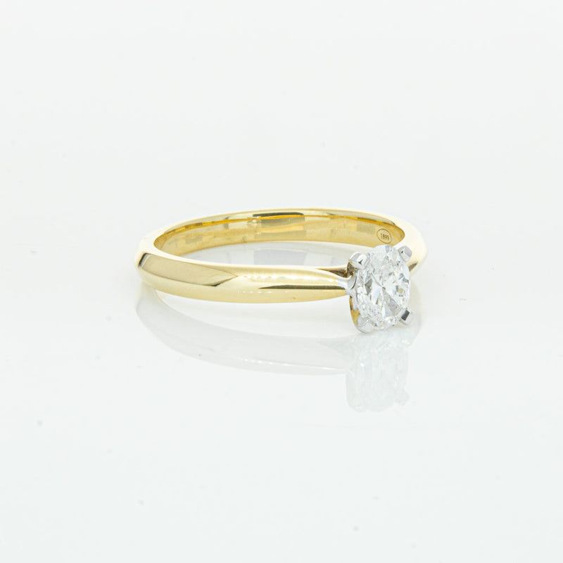 18ct Yellow Gold .40ct Oval Cut Diamond Venetian Ring-Ring-Walker & Hall