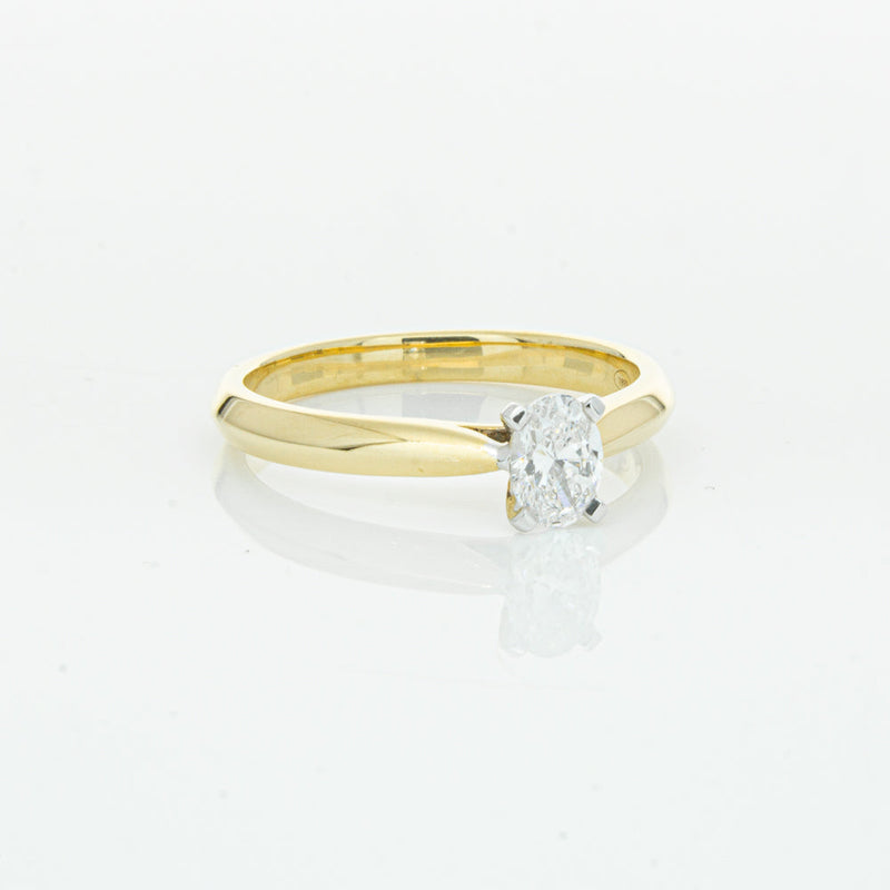 18ct Yellow Gold .40ct Oval Cut Diamond Venetian Ring-Ring-Walker & Hall