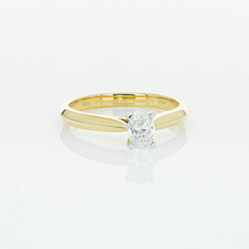 18ct Yellow Gold .40ct Oval Cut Diamond Venetian Ring-Ring-Walker & Hall