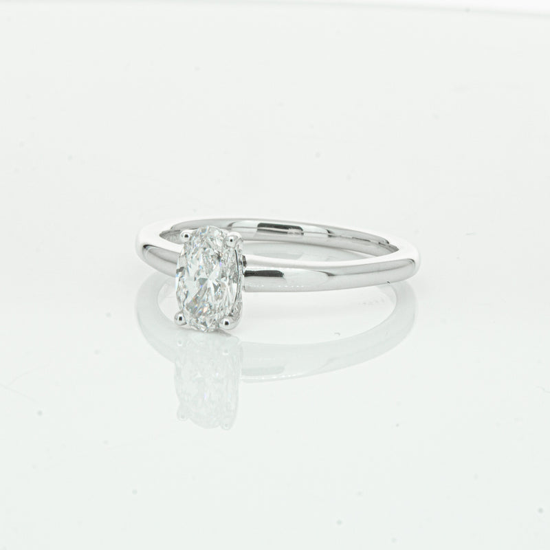 18ct White Gold Oval Cut Diamond Ring-Ring-Walker & Hall