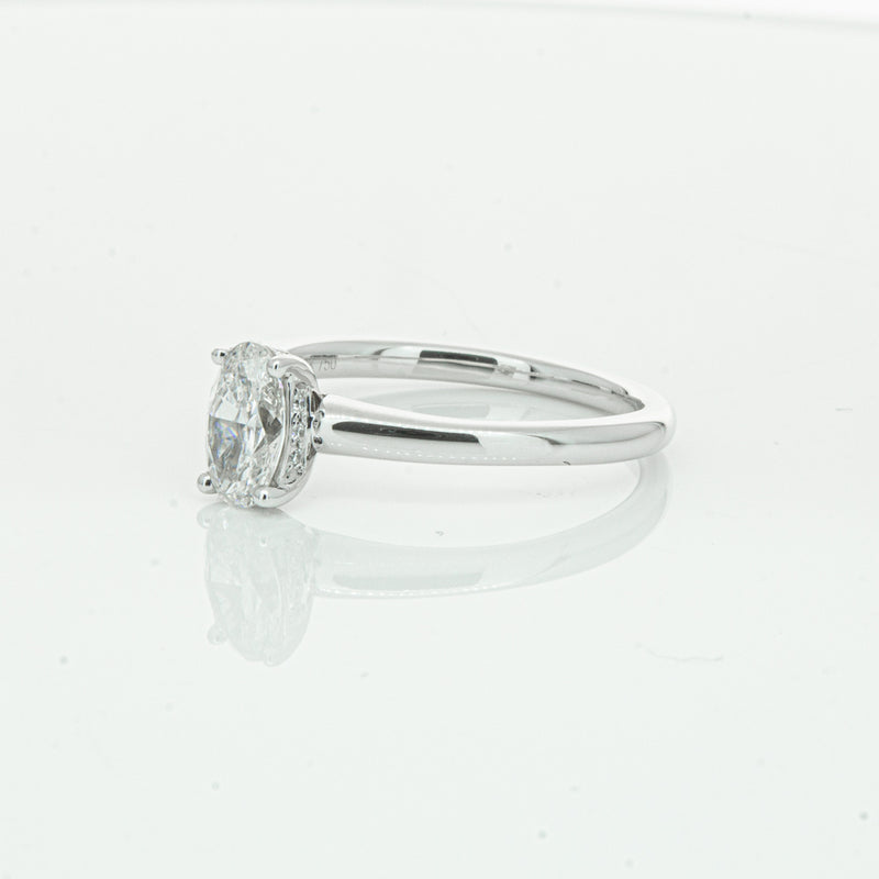 18ct White Gold Oval Cut Diamond Ring-Ring-Walker & Hall